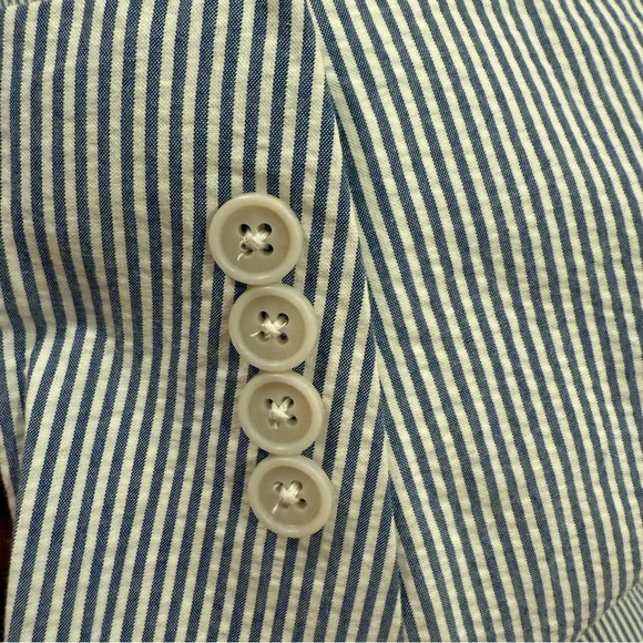Jos A Bank Men 46 R Stays Cool Seersucker Blue Stripe Blazer Suit Jacket Preppy - Picture 10 of 12
